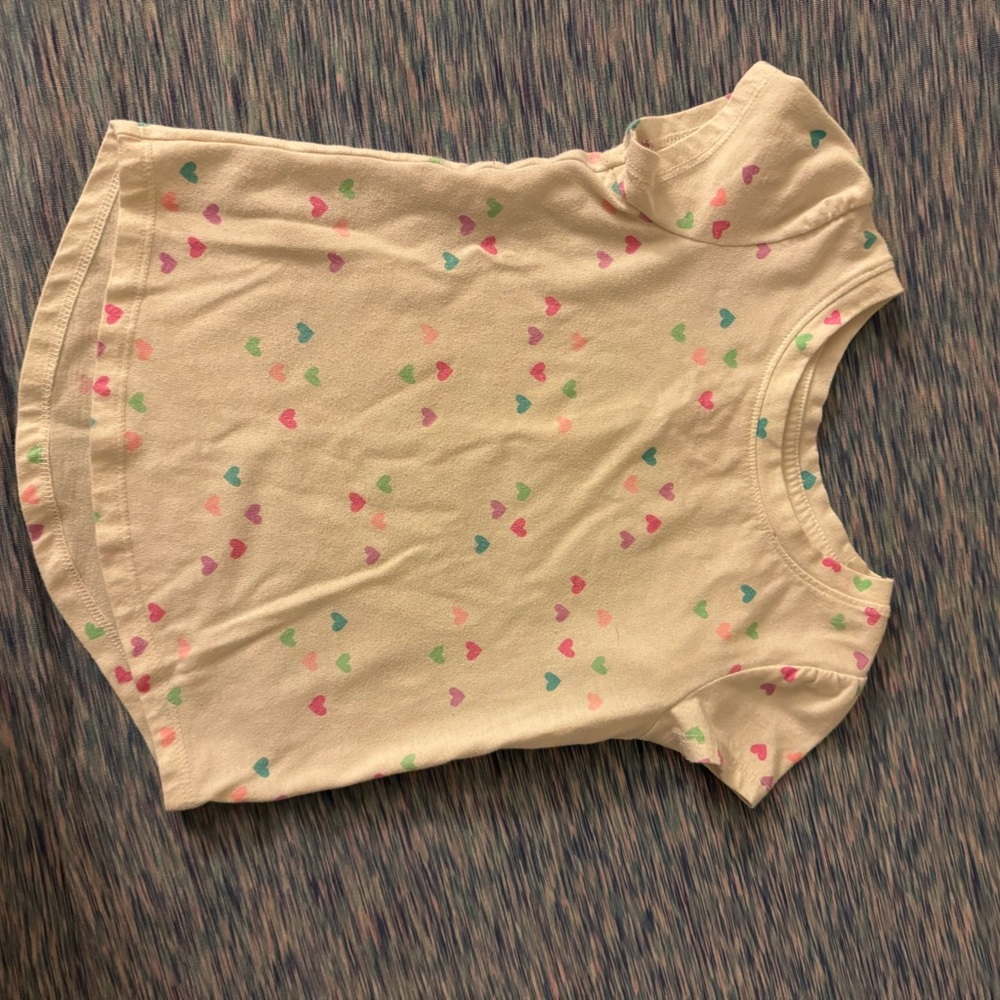 Cat & Jack Cream Tee with Colorful Hearts